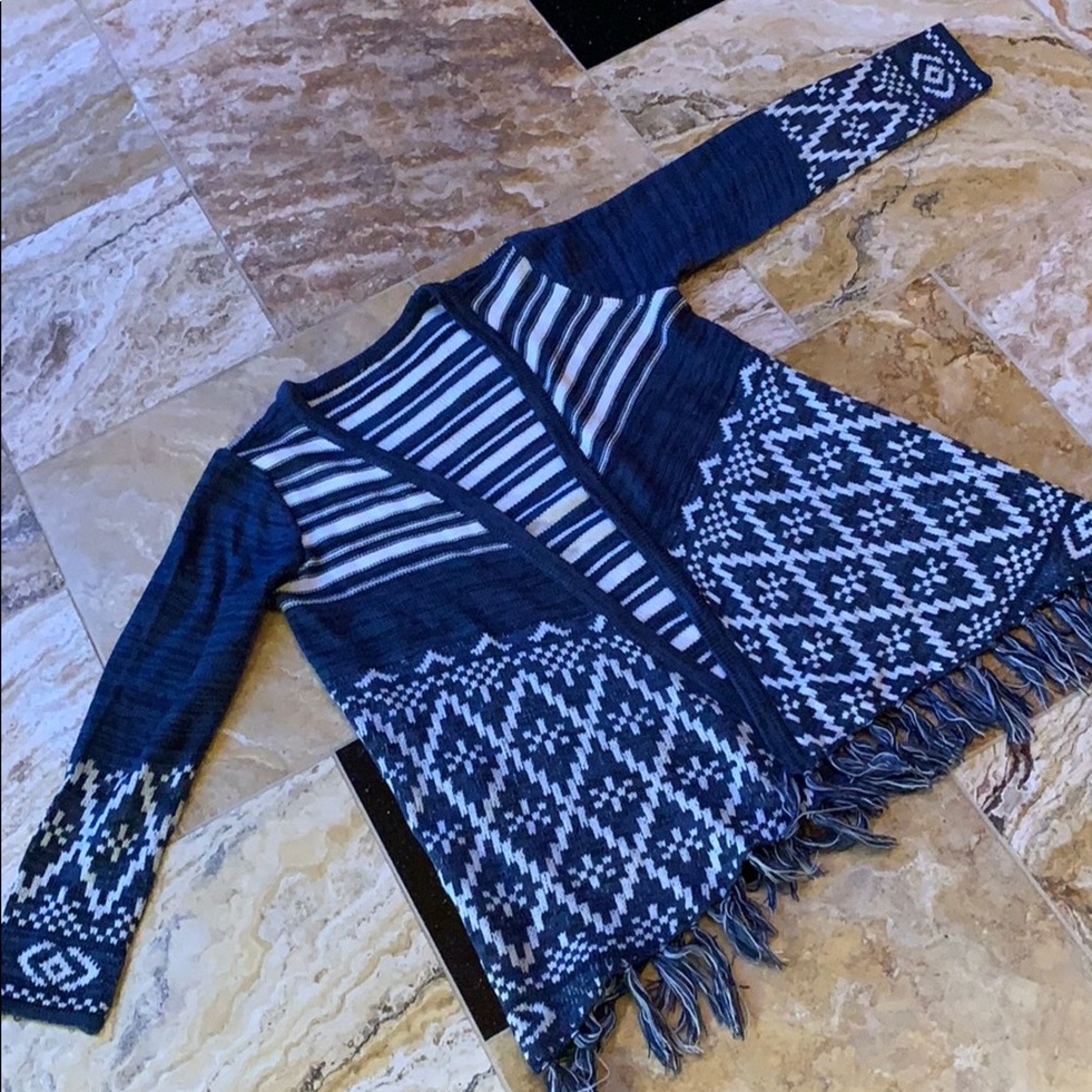 Boho gypsy festival vintage denim/white fringe hem